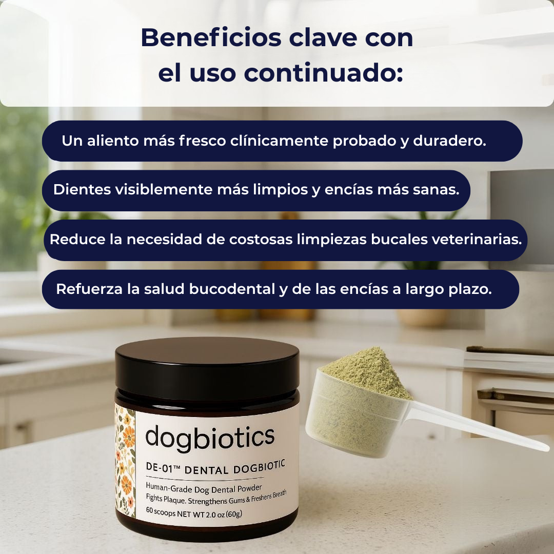 Aliento Fresco, Encías Sanas y Dientes Limpios gracias a DE-01™ Dental Dogbiotics
